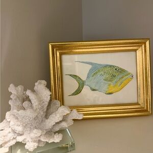 Framed Fish Art with Gold Frame